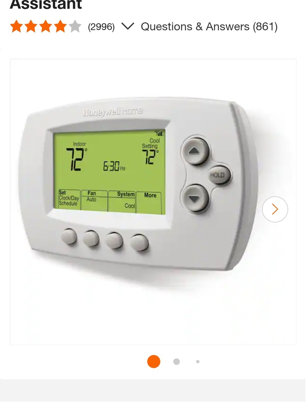 Honeywell Home Digital Thermostat RTH6580WF - White with Green Display
